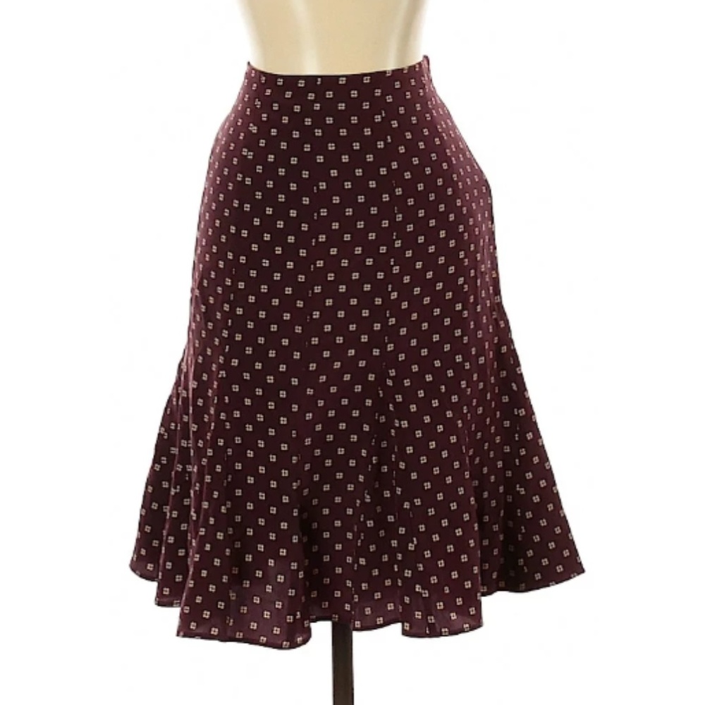 GAP Maroon Printed Silk Skirt